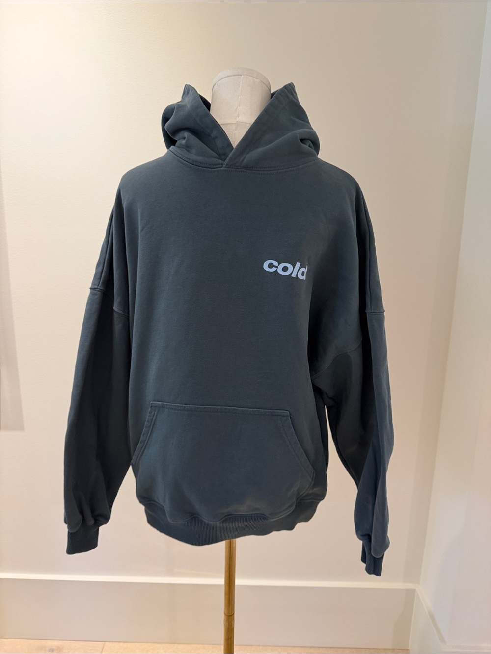 Men's Greenish blue Pullover Hoodie with 'cold' Logo